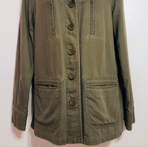 Style & Co Cotton Utility Jacket Khaki Green Size 6 - Picture 3 of 11